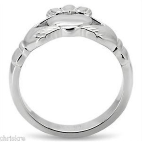 Silver Stainless Steel Claddagh Ring Celtic Irish Size 5 6 7 8 10 - Picture 6 of 8